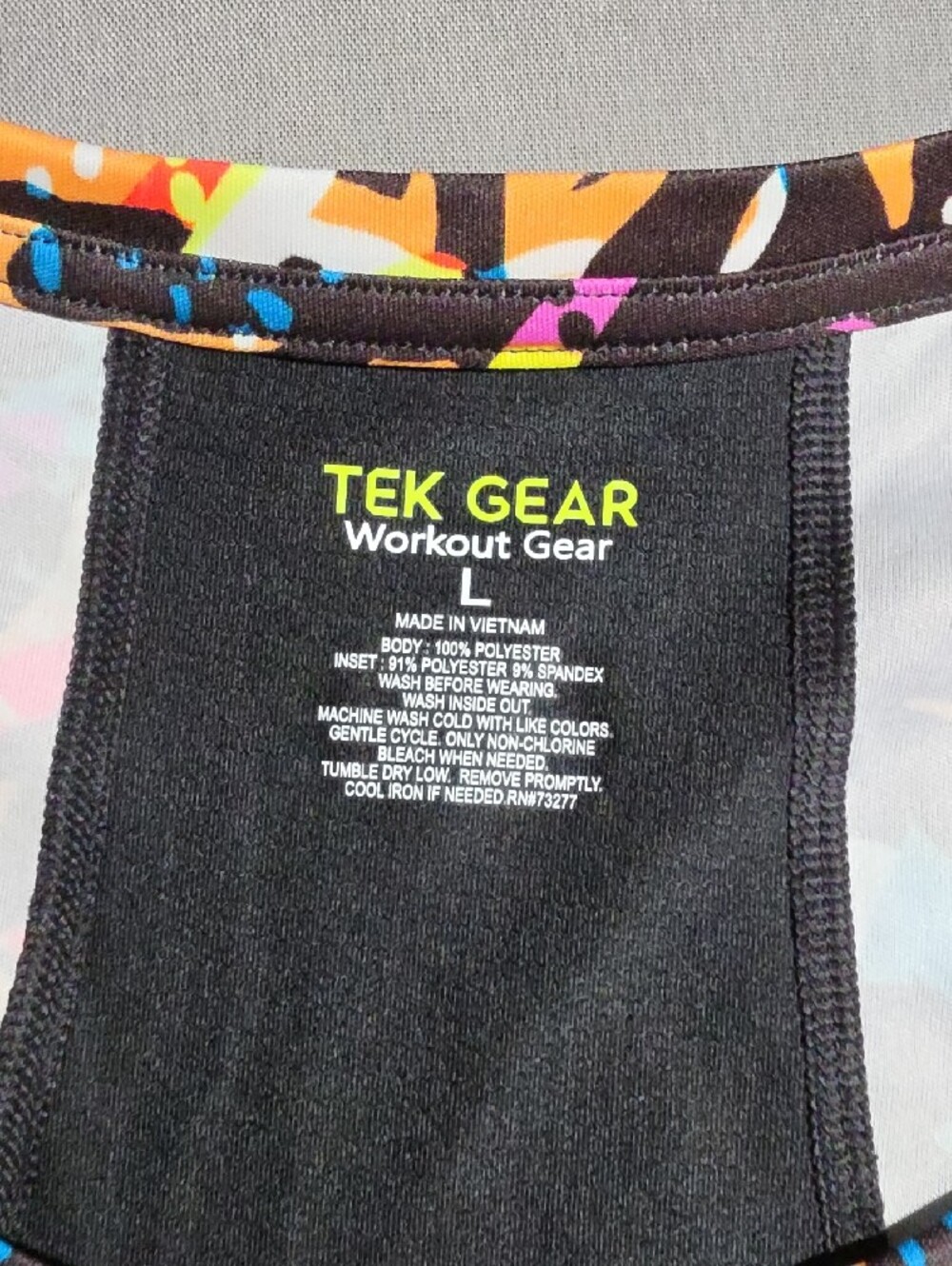 tek gear Black Tank Top with Neon Splash Print - Picture 3 of 6